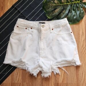 Abercrombie & Fitch Annie High Rise Denim Jean Shorts Distressed White Size 26/2